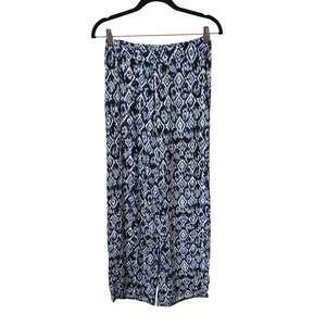 Solitaire by Ravi Khosh Blue and White Boho Wide Leg Palazzo Pants Womens S NWT